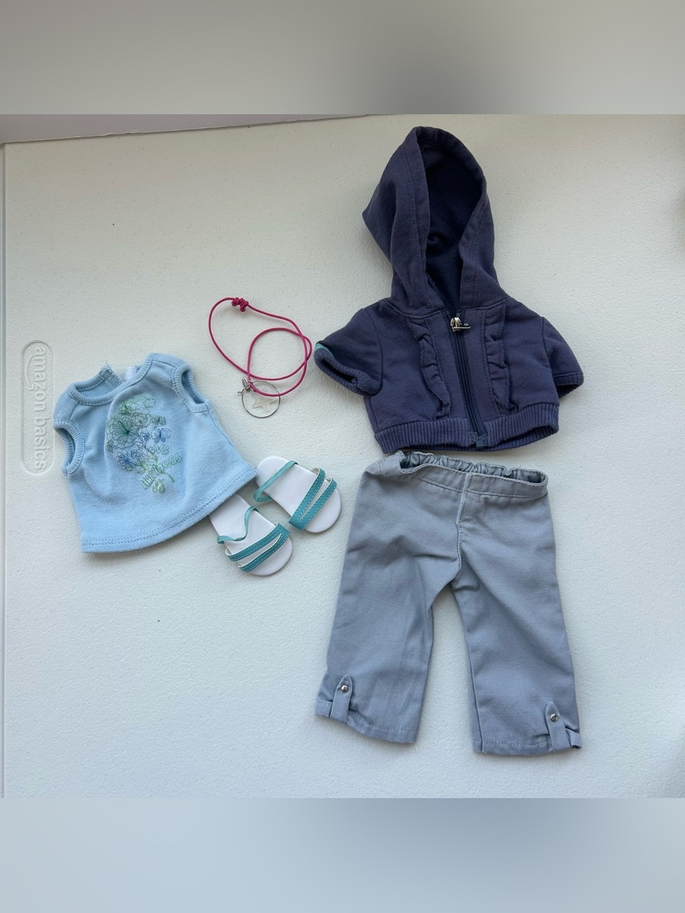 American Girl 2012 Hoodie Outfit, Top Pants Shoes And Charm Necklace for 18in